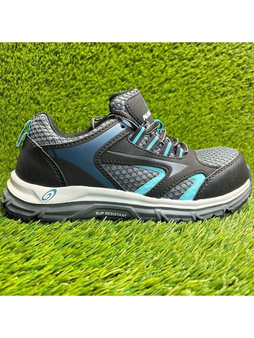 Nautilus Tempest Womens Size 7 Black Gray Blue Composite Toe Safety‎ Work Shoes